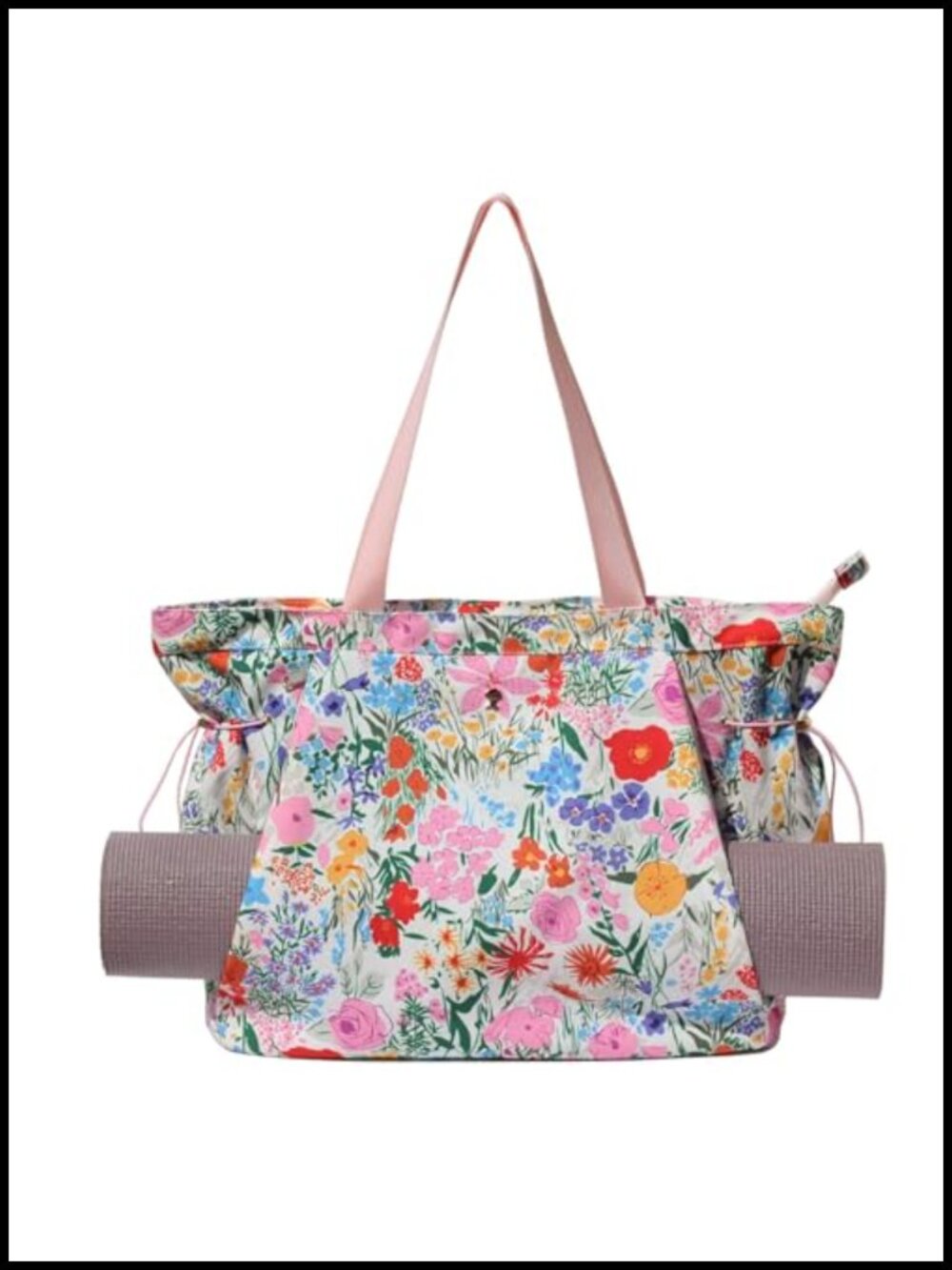 Canvas Yoga Tote Bag Drawstring Shoulder Bag for Gym Travel Beach